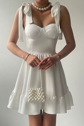 لباس سفید زنانه بافتنی vuvutasarım - کد 839407235