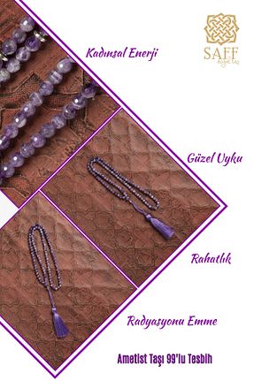 تسبیح بنفش سنگ طبیعی Saff Doğal Taş - کد 923374927