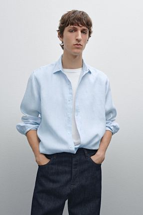 پیراهن آبی مردانه رگولار Massimo Dutti - کد 803449074