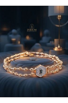 دستبند استیل (فولاد) طلائی زنانه استیل (فولاد) ZERİUM - کد 946315707