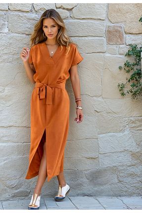 لباس نارنجی زنانه بافتنی Pasaklı Giyim - کد 772939397