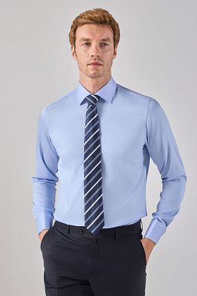 پیراهن آبی مردانه یقه کلاسیک Paşahan - کد 3758315