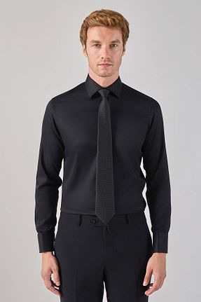 پیراهن مشکی مردانه یقه کلاسیک Paşahan - کد 31735574