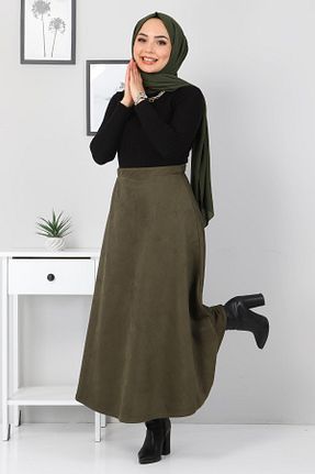 دامن حجاب خاکی زنانه کمر کش دار Tesettür Dünyası - کد 157216144