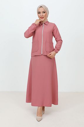 ست بالاتنه و پائین تنه حجاب صورتی زنانه رگولار Tesettür Dünyası - کد 788972775