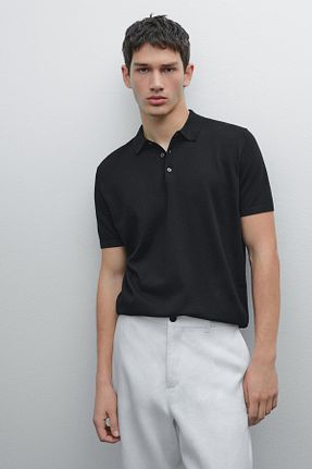 پولوشرت مشکی مردانه پنبه ای Massimo Dutti - کد 645455368