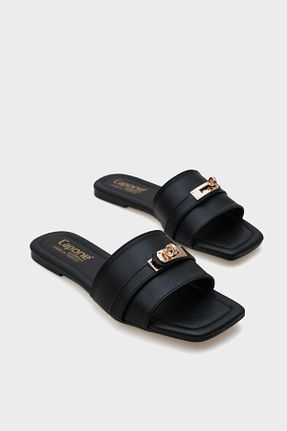 دمپائی مشکی زنانه چرم مصنوعی Capone Outfitters - کد 931894814