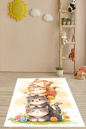 فرش بچه گانه طوسی پنبه ای on the clouds - کد 803457456