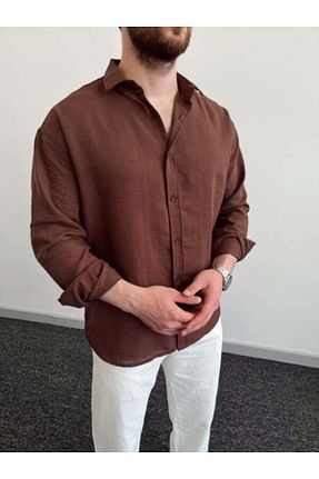پیراهن قهوه ای مردانه اورسایز MENOFOURSWEAR - کد 900494342