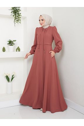 مانتو بلند حجاب صورتی زنانه مخلوط ویسکون Günay Karaca - کد 377332328
