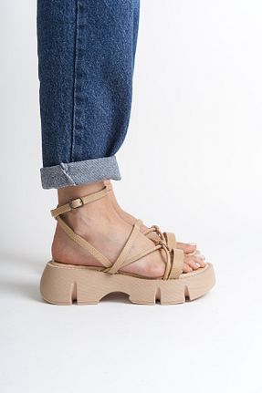 صندل بژ زنانه پاشنه ضخیم Capone Outfitters - کد 658204445