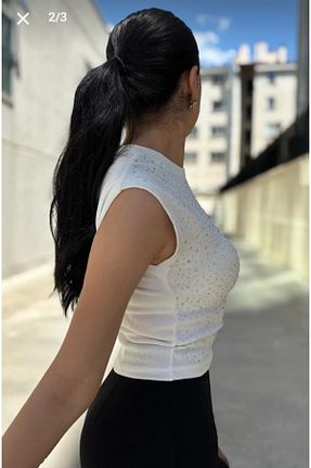تونیک سفید زنانه بافت BALCOLLECTİON - کد 946707432