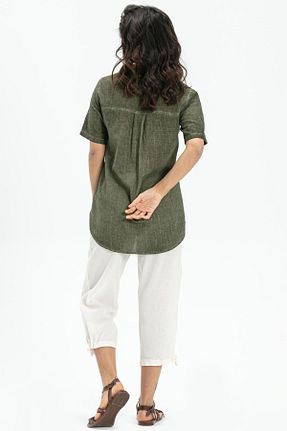 بلوز خاکی زنانه ساده Eliş Şile Bezi - کد 237886214