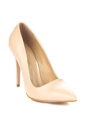 کفش پاشنه بلند کلاسیک بژ زنانه چرم مصنوعی Fox Shoes - کد 185920