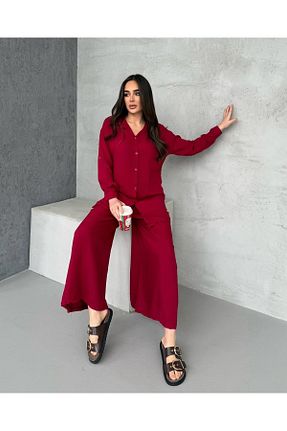 ست بالاتنه و پائین تنه زرشکی زنانه بافتنی Anna Moda - کد 944419077