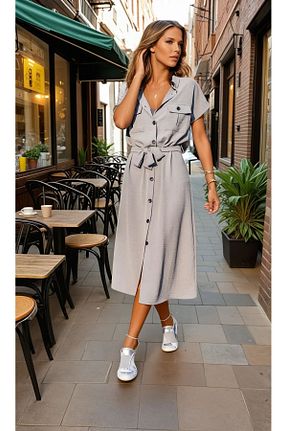 لباس طوسی زنانه بافتنی Pasaklı Giyim - کد 825586850