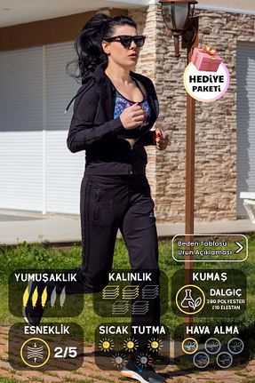 ست گرمکن مشکی زنانه پلی استر Azıcık Akıllı - کد 353256076