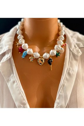 گردنبند جواهر سفید زنانه مروارید Limi Design - کد 923173875