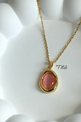 گردنبند استیل ( فولاد ) زرد زنانه استیل ضد زنگ Tilde - کد 945402876