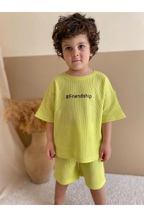 ست بالاتنه و پائین تنه زرد بچه گانه بافت MiaBaby - کد 824235900