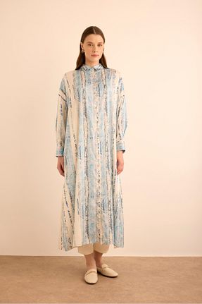 تونیک حجاب آبی زنانه مخلوط پلی استر Aker - کد 945885150
