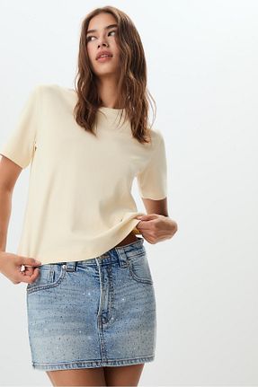 دامن آبی زنانه پنبه ای Stradivarius - کد 945909009
