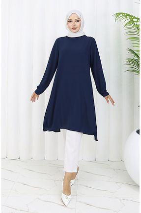 تونیک حجاب سرمه ای زنانه پلی استر sefamerve - کد 946281771