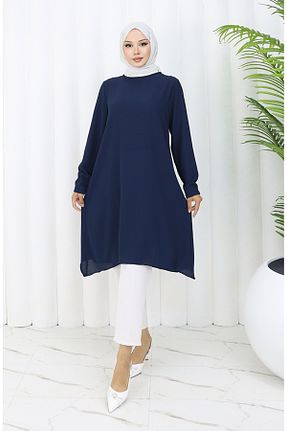 تونیک حجاب سرمه ای زنانه پلی استر sefamerve - کد 946281771