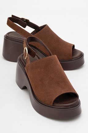 صندل قهوه ای زنانه پاشنه پر luvishoes - کد 946049659