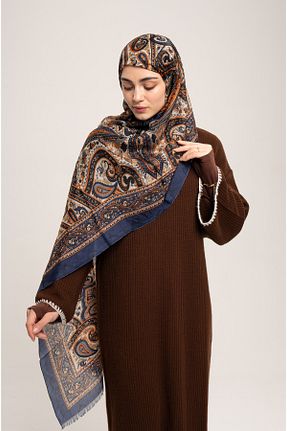 شال سرمه ای زنانه ابریشم CHALE - کد 946106537