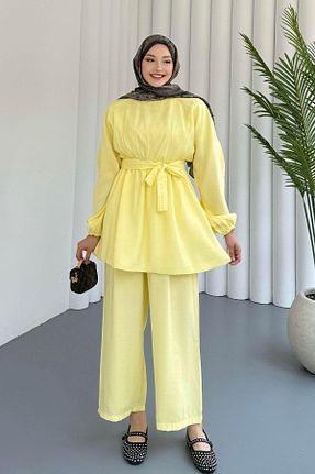 ست بالاتنه و پائین تنه زرد زنانه بافتنی Modaensarbutik - کد 946122469