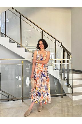 لباس رنگی زنانه کتان Sude Kızanlıklı - کد 946134005