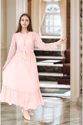 لباس مجلسی حجاب صورتی بچه گانه یقه دوچرخه Pantulux - کد 946358069