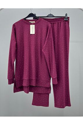ست بالاتنه و پائین تنه زرشکی زنانه بافتنی ALLMİRA FASHION - کد 946590719