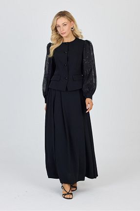 ست بالاتنه و پائین تنه حجاب مشکی زنانه رگولار Zühre - کد 946343236