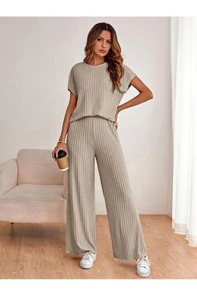 ست بالاتنه و پائین تنه بژ زنانه بافت bemmoda - کد 946350739