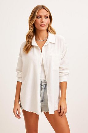 پیراهن سفید زنانه اورسایز Mayer Butik - کد 946462318