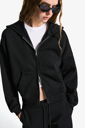 سوئیشرت مشکی زنانه ساده Bershka - کد 946577618