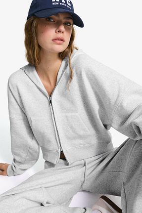 سوئیشرت طوسی زنانه ساده Bershka - کد 946577630
