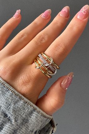 انگشتر استیل (فولاد) متالیک زنانه سنک زیرکون H&E DESIGN - کد 946588859