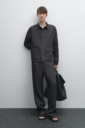 شلوار آبی مردانه کتان Massimo Dutti - کد 946593024