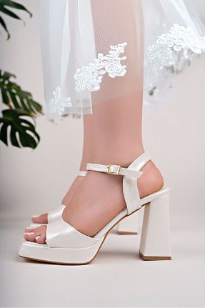 کفش مجلسی سفید زنانه چرم مصنوعی Lölük Moda - کد 946590081