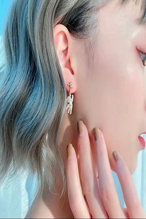 گوشواره جواهر طلائی زیرکن DEMOKAN - کد 946710510