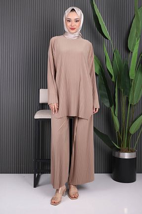 ست بالاتنه و پائین تنه حجاب قهوه ای زنانه رگولار İmajButik - کد 946707282