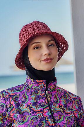کلاه زرشکی زنانه حصیر Remsa Mayo - کد 946710819