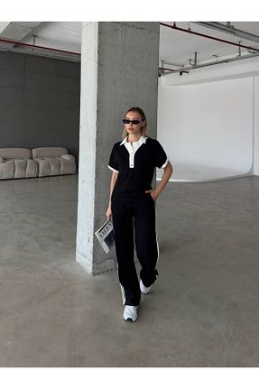 ست بالاتنه و پائین تنه مشکی زنانه بافتنی YONEZ MODA - کد 946746661