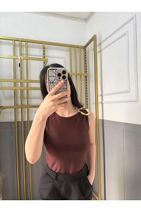 بلوز قهوه ای زنانه ساده peri tower - کد 946748812