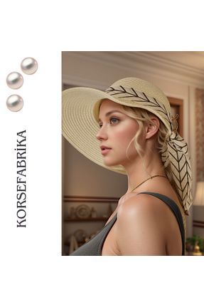 کلاه بژ زنانه حصیر korsefabrika trend mood store - کد 946779341