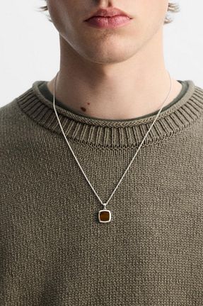گردنبند استیل ( فولاد ) قهوه ای زنانه استیل ضد زنگ laria jewelry - کد 946793217