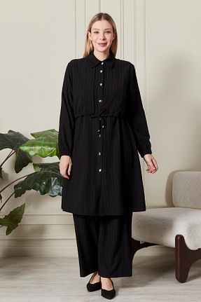 ست بالاتنه و پائین تنه سایز بزرگ مشکی زنانه کش دار Ferace - کد 946896411